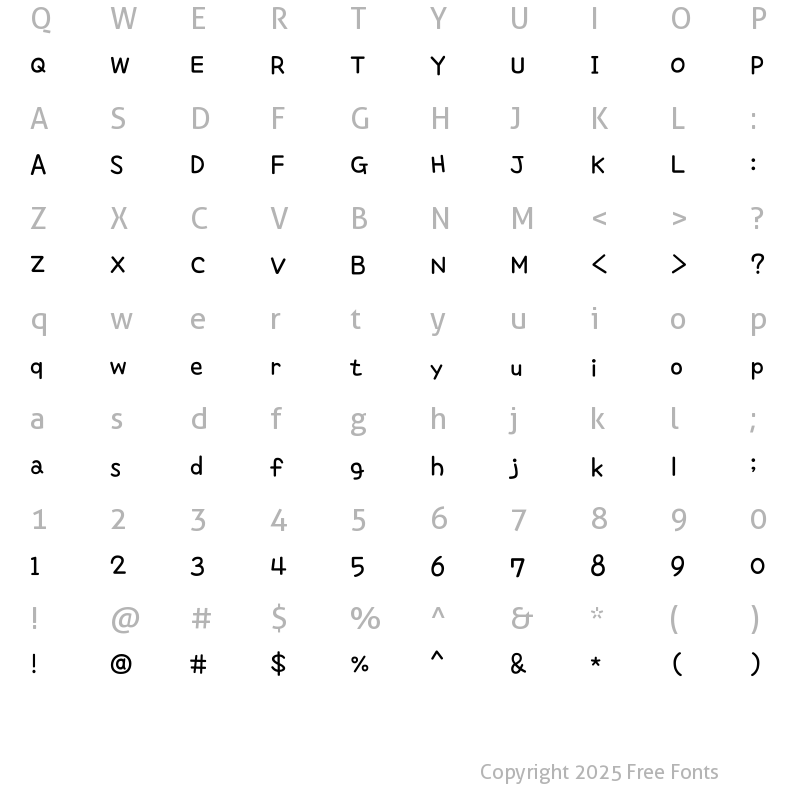 Character Map of 1HoonIcetea Regular