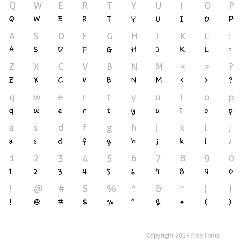 Character Map of 1HoonSkybori Regular