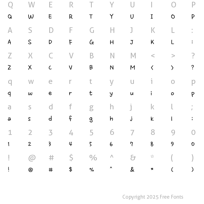 Character Map of 1HoonWhitecat Regular