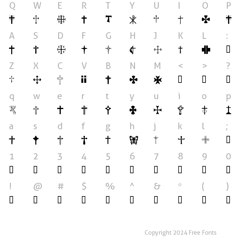 Character Map of Christian Crosses Regular