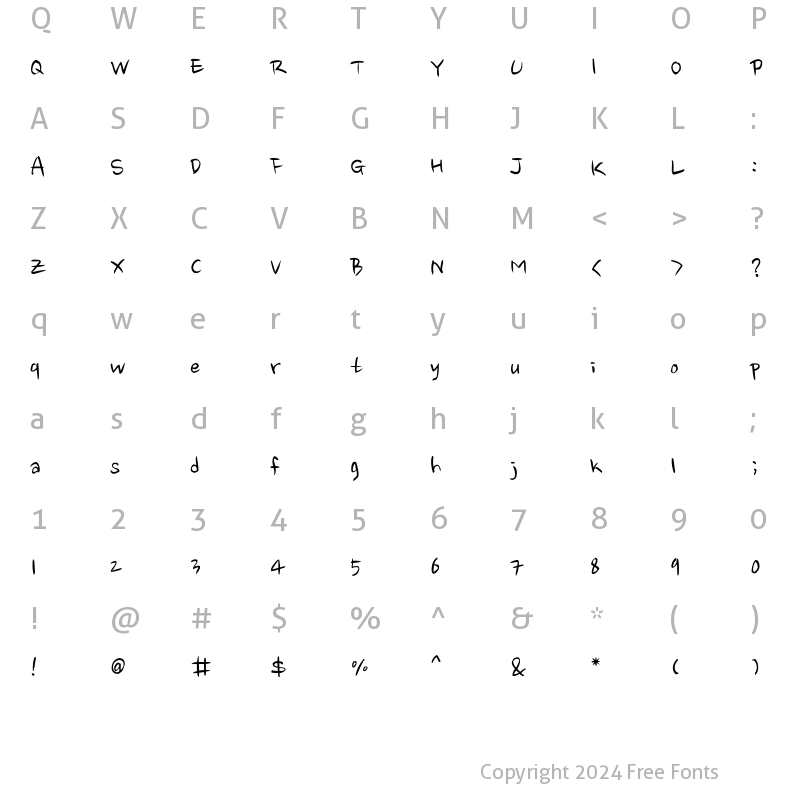 Character Map of Nanum Brush Script Regular