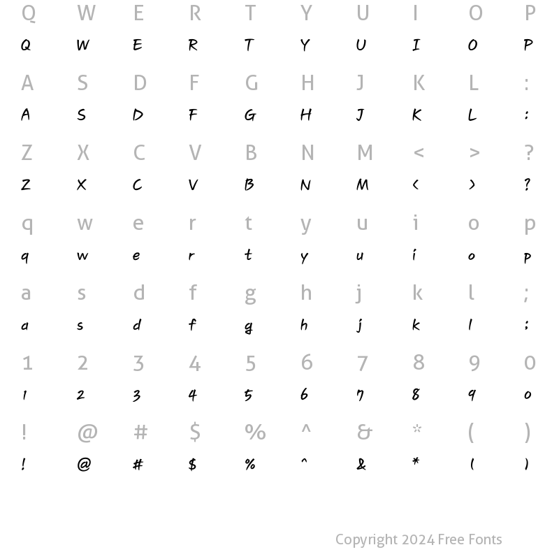 Character Map of Typo_Papyrus EB