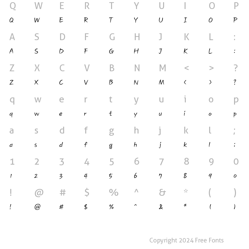 Character Map of Typo_Papyrus M