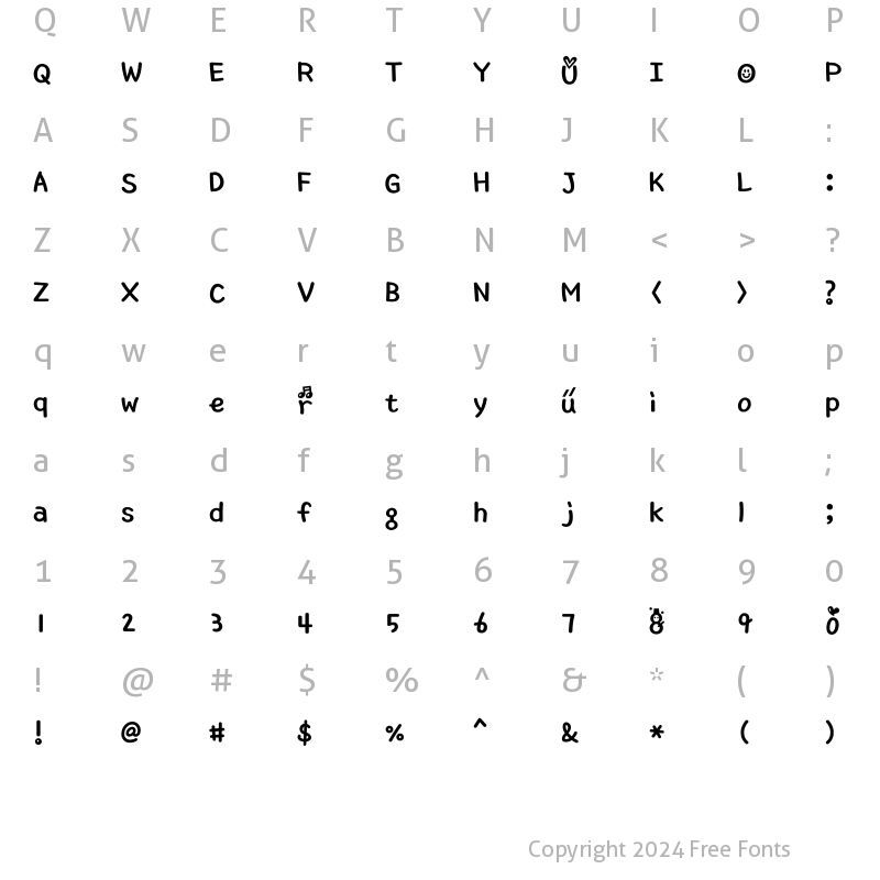 Character Map of Typo_TodayWeather B
